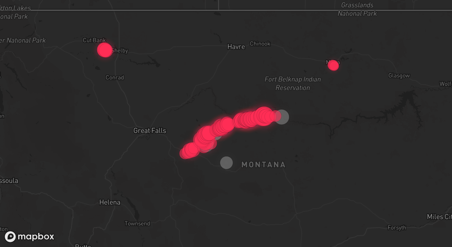 Storm warning map: Geyser, MT