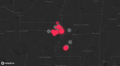 Storm warning map: Pioneer, LA