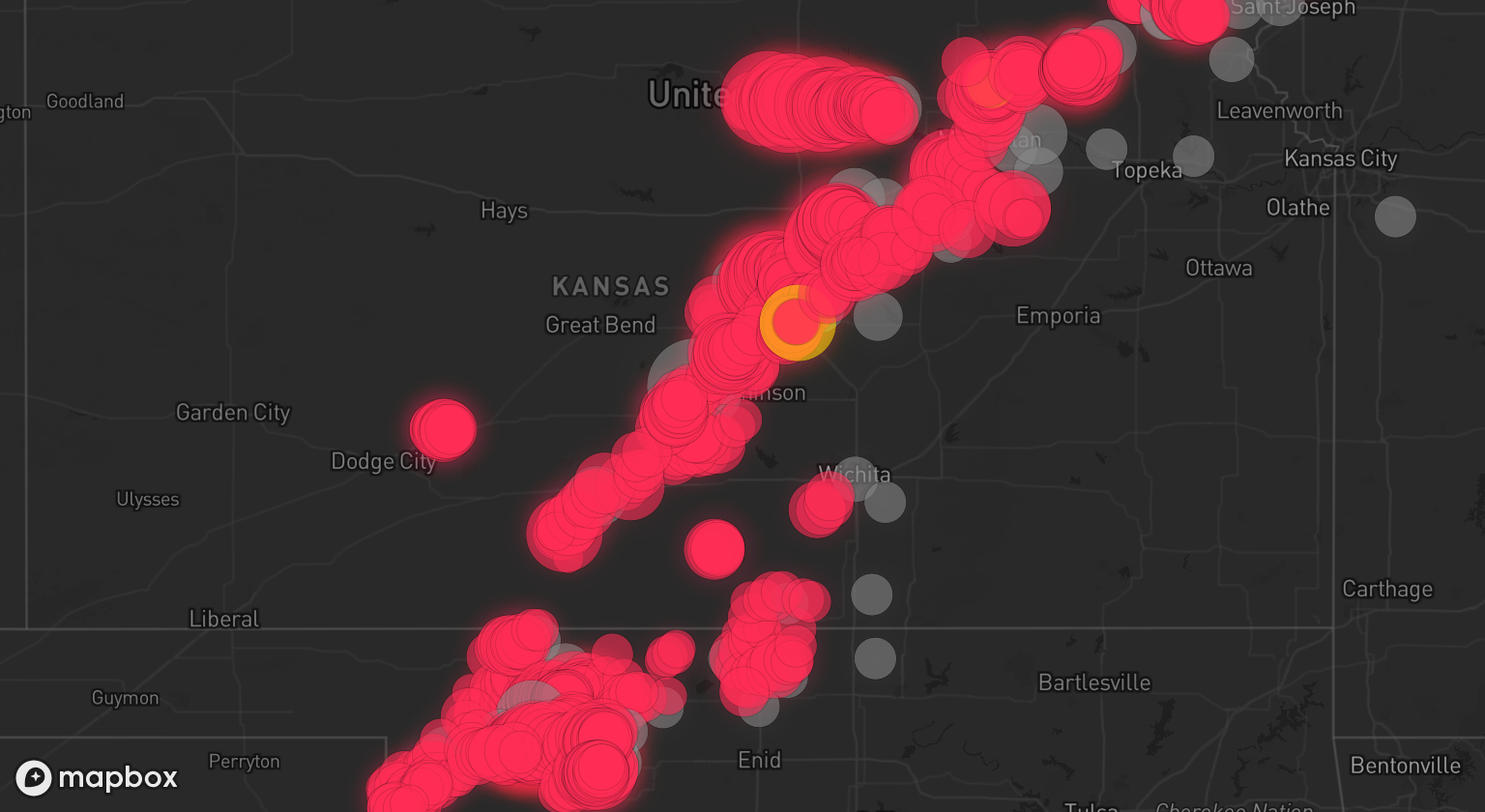 Storm warning map: Freedom, OK