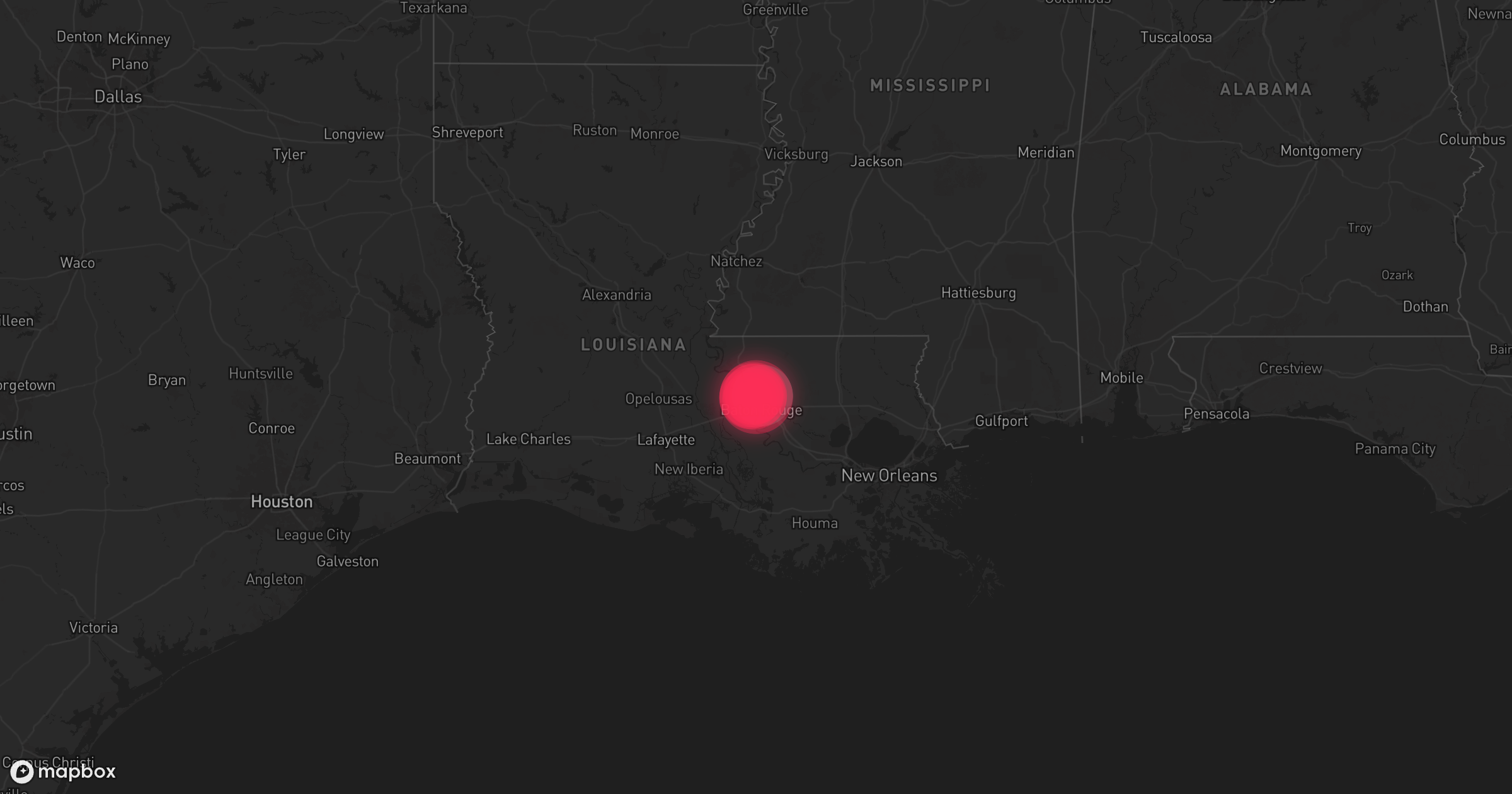 Storm warning map: Baton Rouge, LA