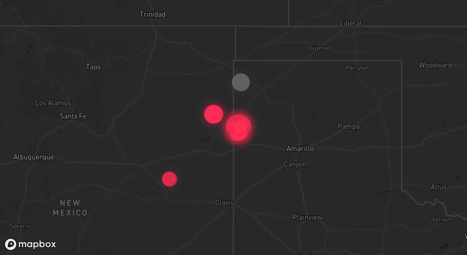 Storm warning map: Adrian, TX