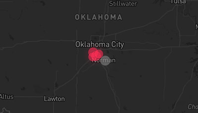 Storm warning map: Norman, OK
