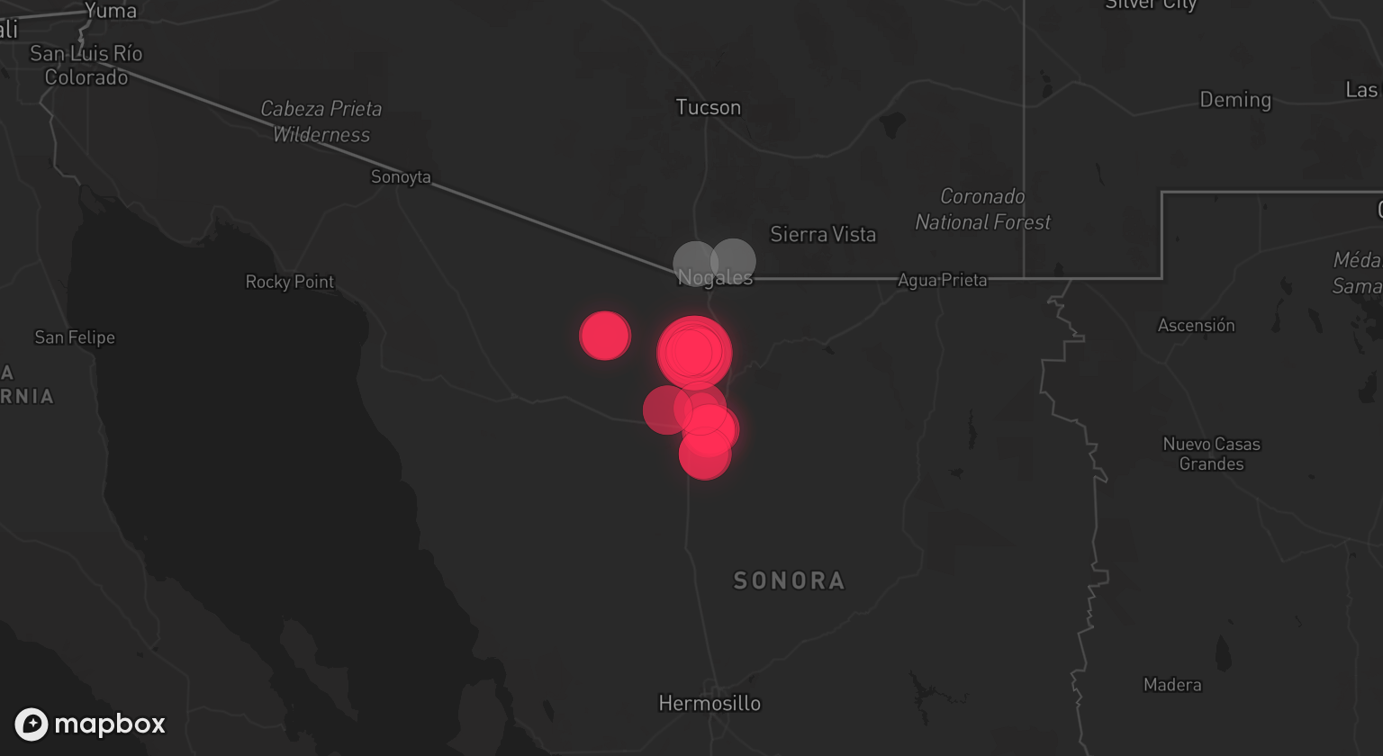 Storm warning map: Nogales, AZ