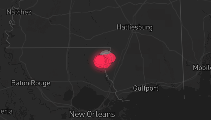 Storm warning map: New Orleans, LA