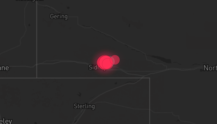 Storm warning map: Sidney, NE