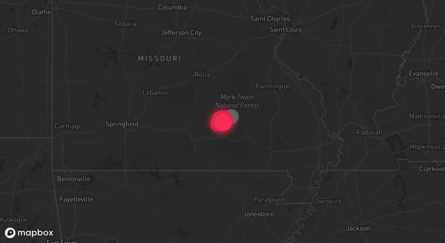 Storm warning map: Bunker, MO