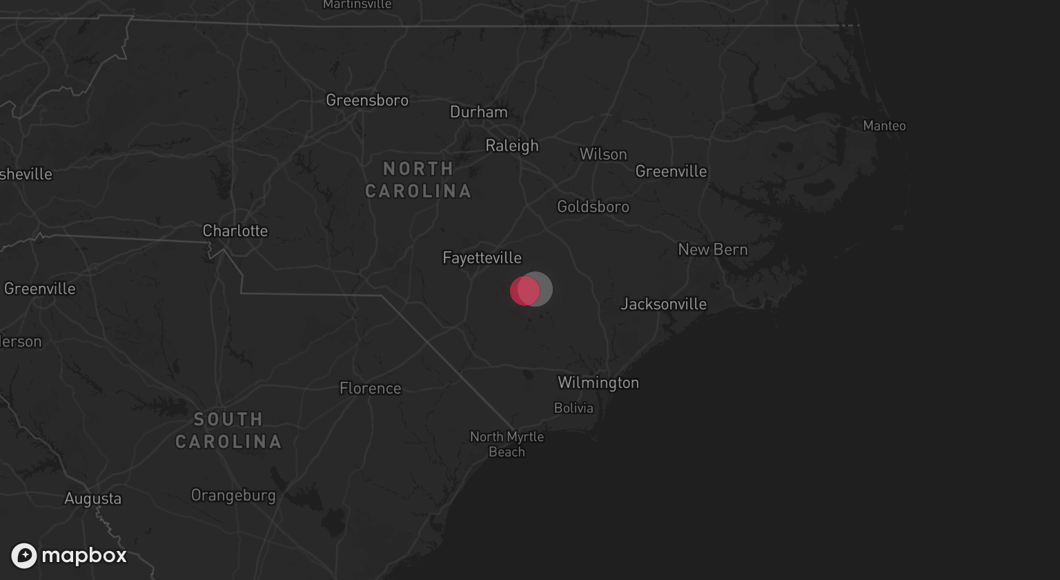 Storm warning map: Garland, NC