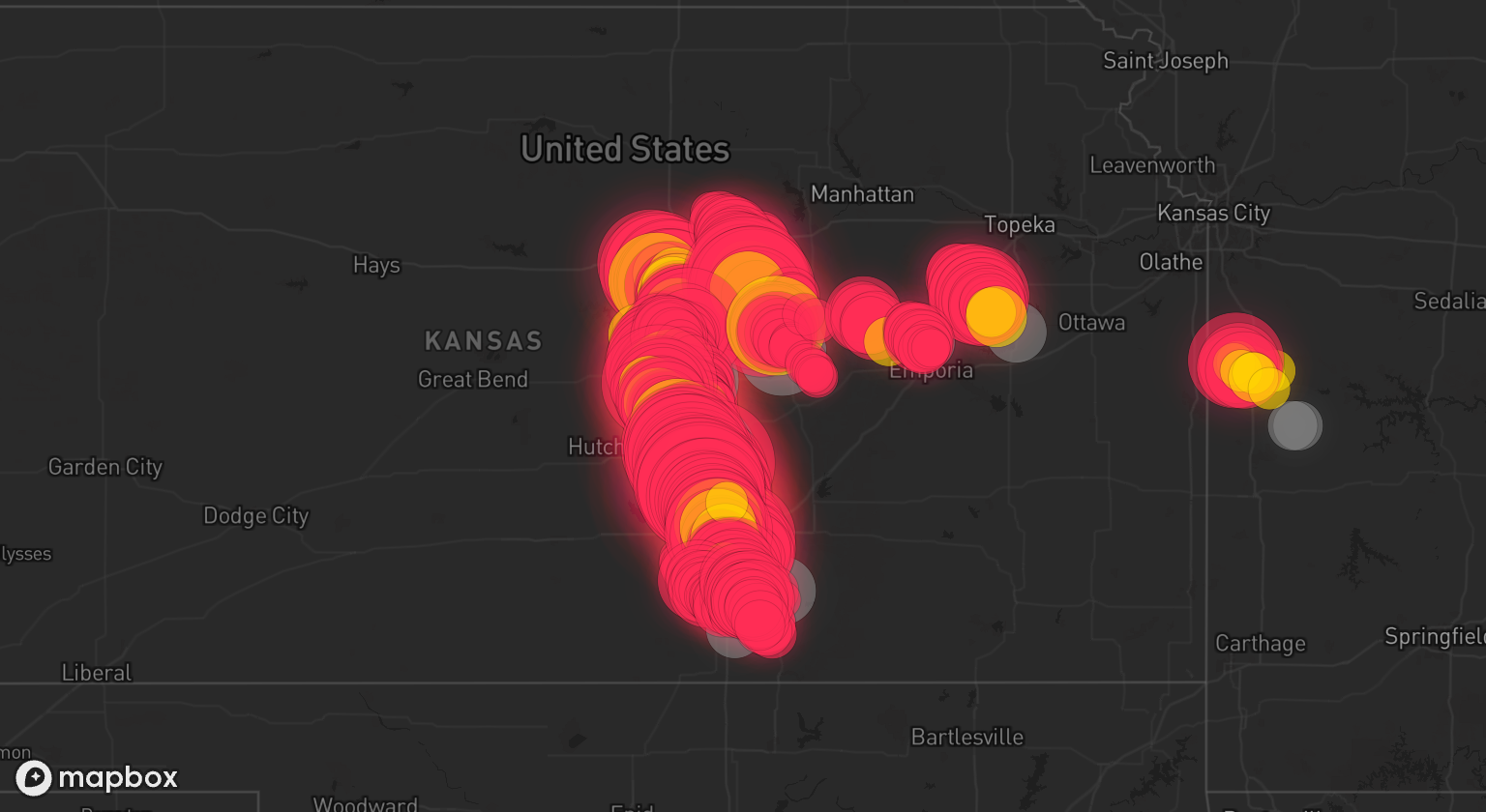 Storm warning map: Salina, KS