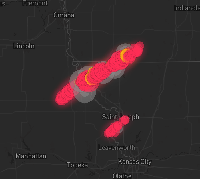 Storm warning map: Omaha, NE