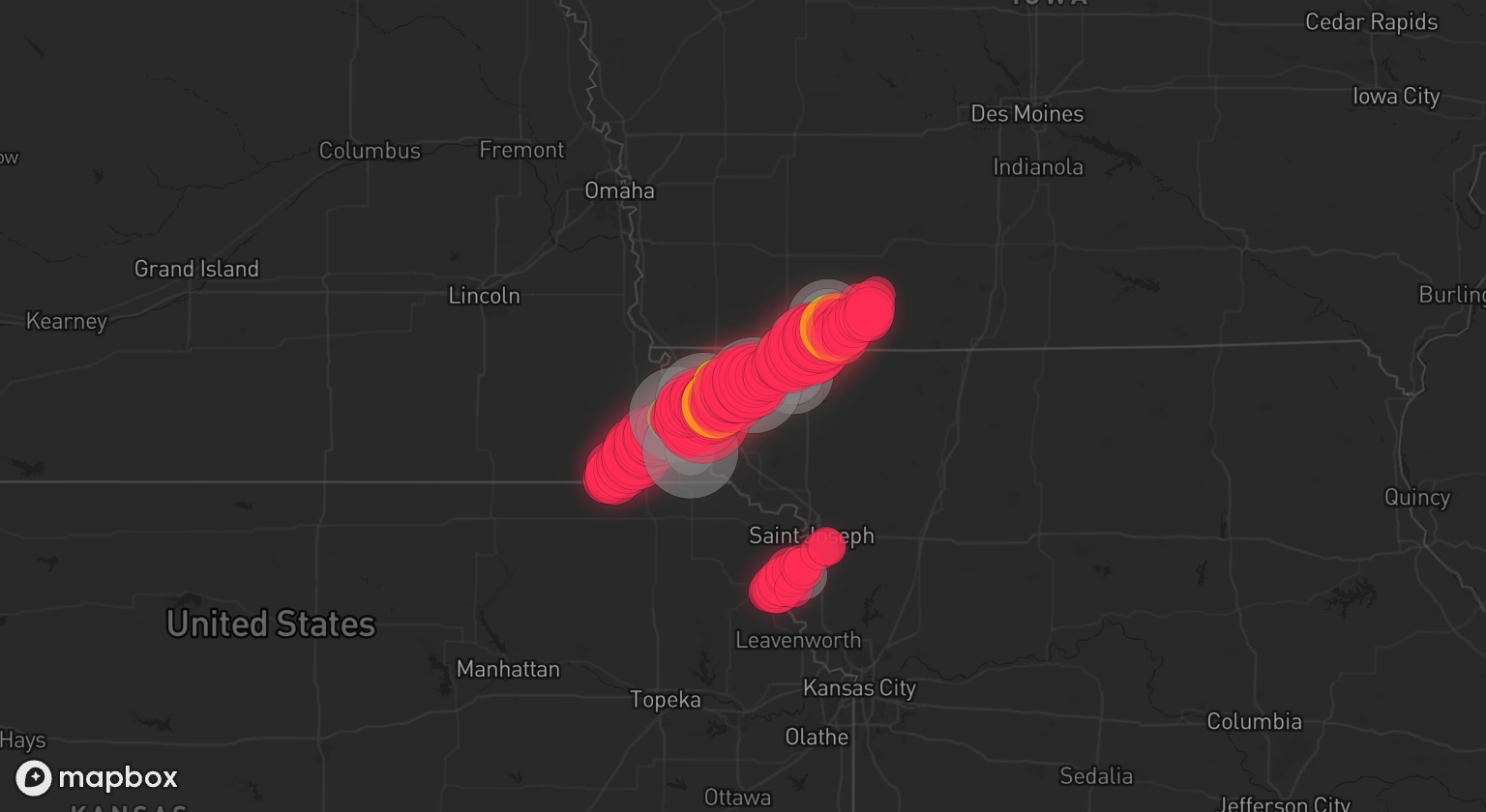 Storm warning map: Omaha, NE