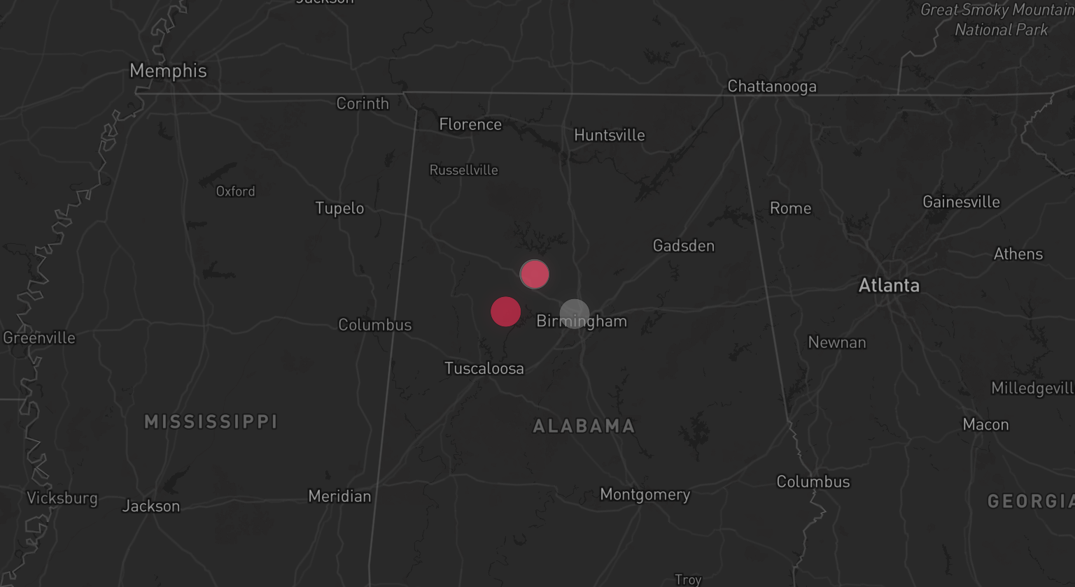 Storm warning map: Jasper, AL