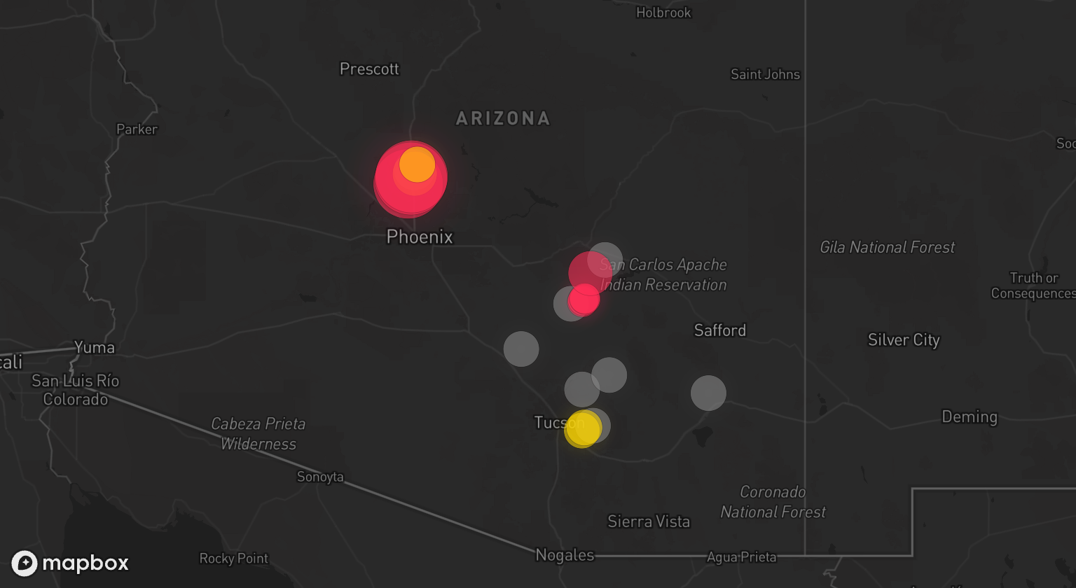 Storm warning map: Tucson, AZ