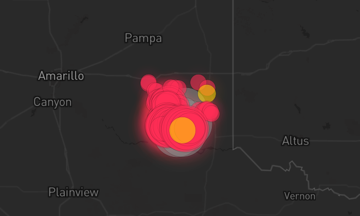 Storm warning map: Amarillo, TX