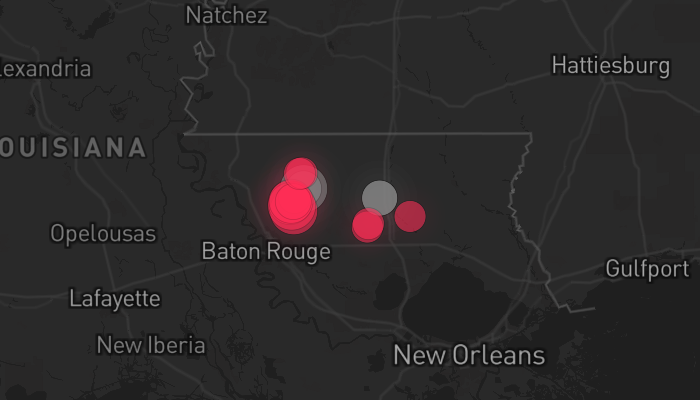 Storm warning map: New Orleans, LA