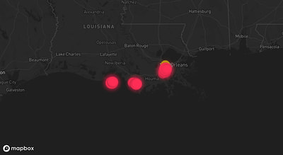 Storm warning map: Avondale, LA
