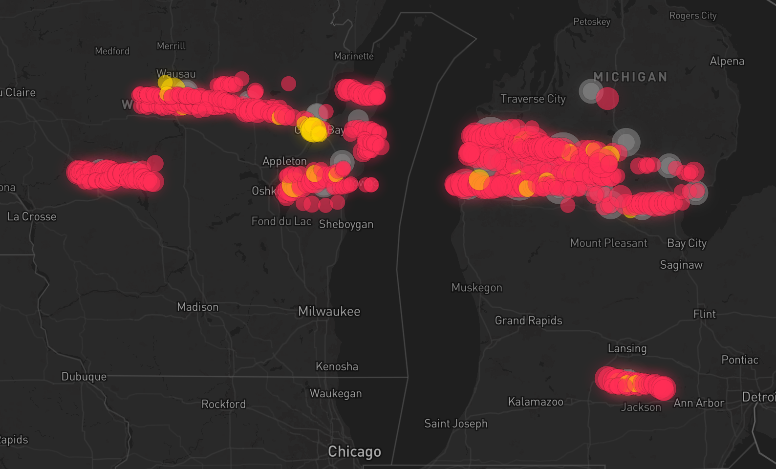 Storm warning map: Grand Rapids, MI