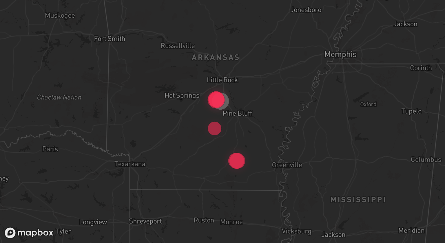 Storm warning map: Sheridan, AR