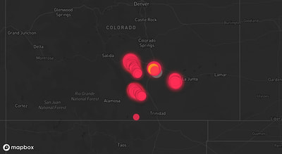 Storm warning map: Walsenburg, CO