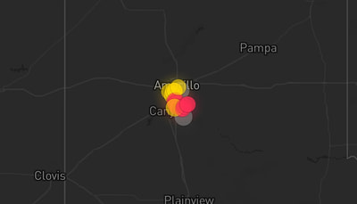 Storm warning map: Amarillo, TX