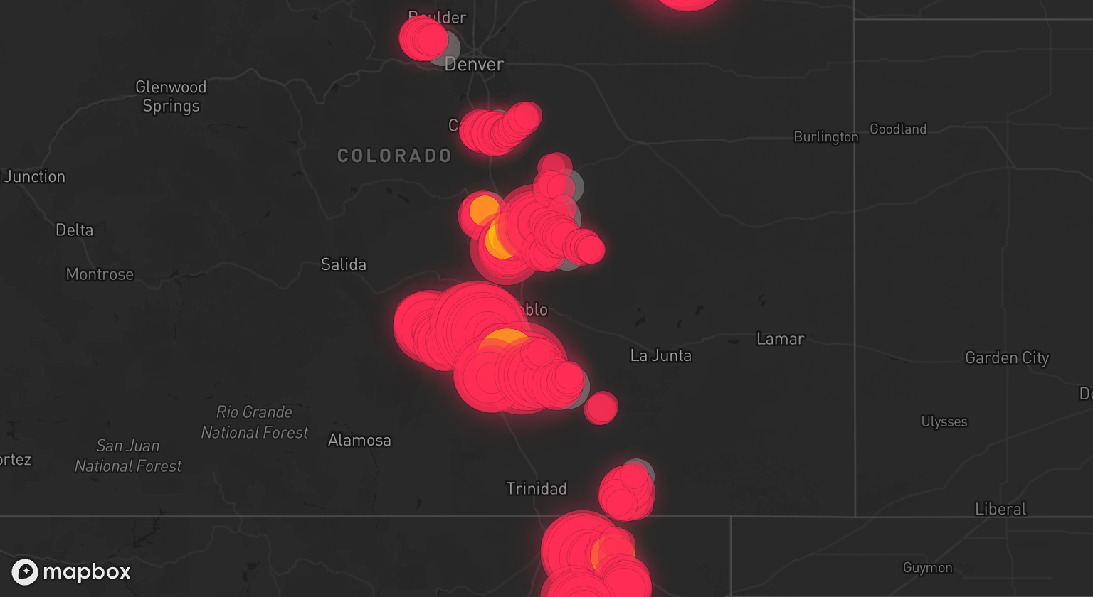 Storm warning map: Colorado Springs, CO