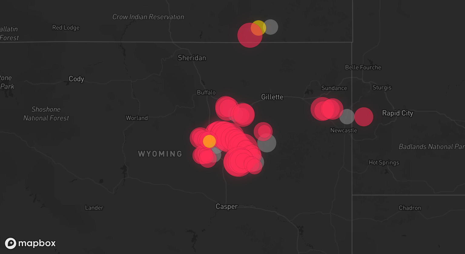 Storm warning map: Kaycee, WY