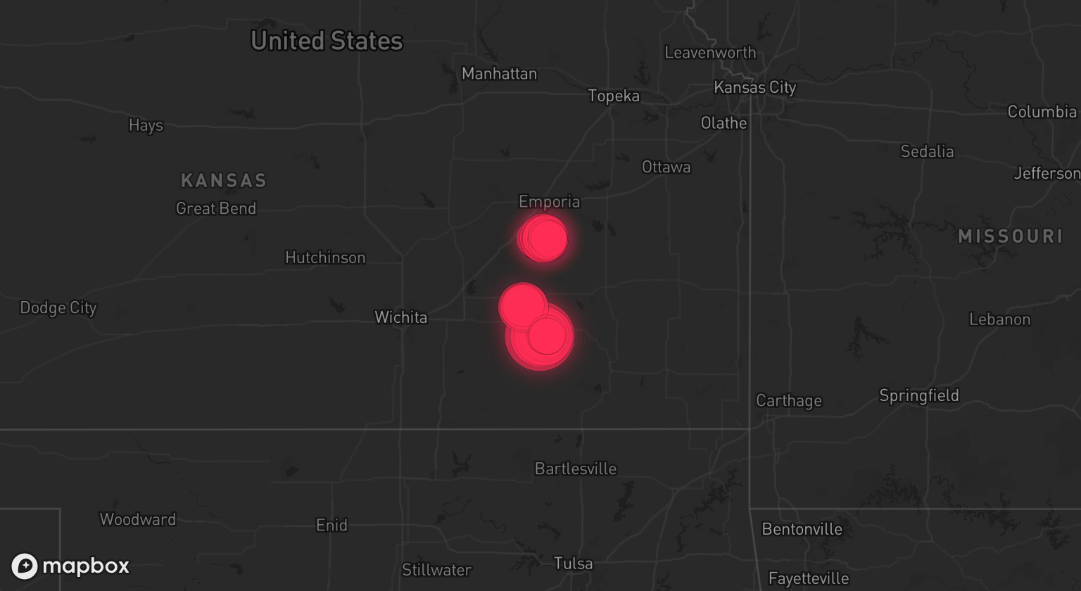 Storm warning map: Howard, KS