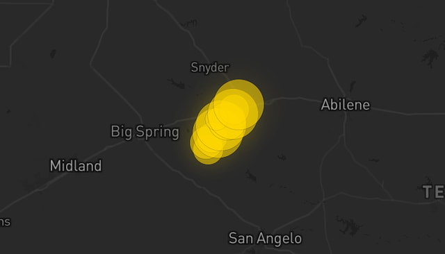 Storm warning map Colorado City 4/13/2026