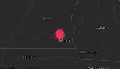 Storm warning map: Midland City, AL
