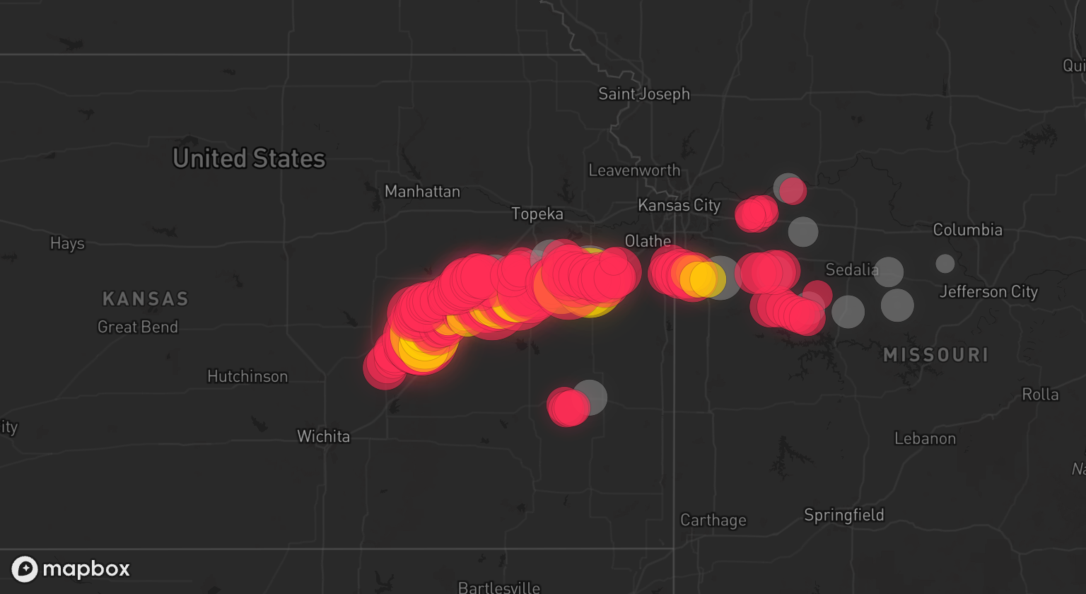 Storm warning map: Cedar Point, KS