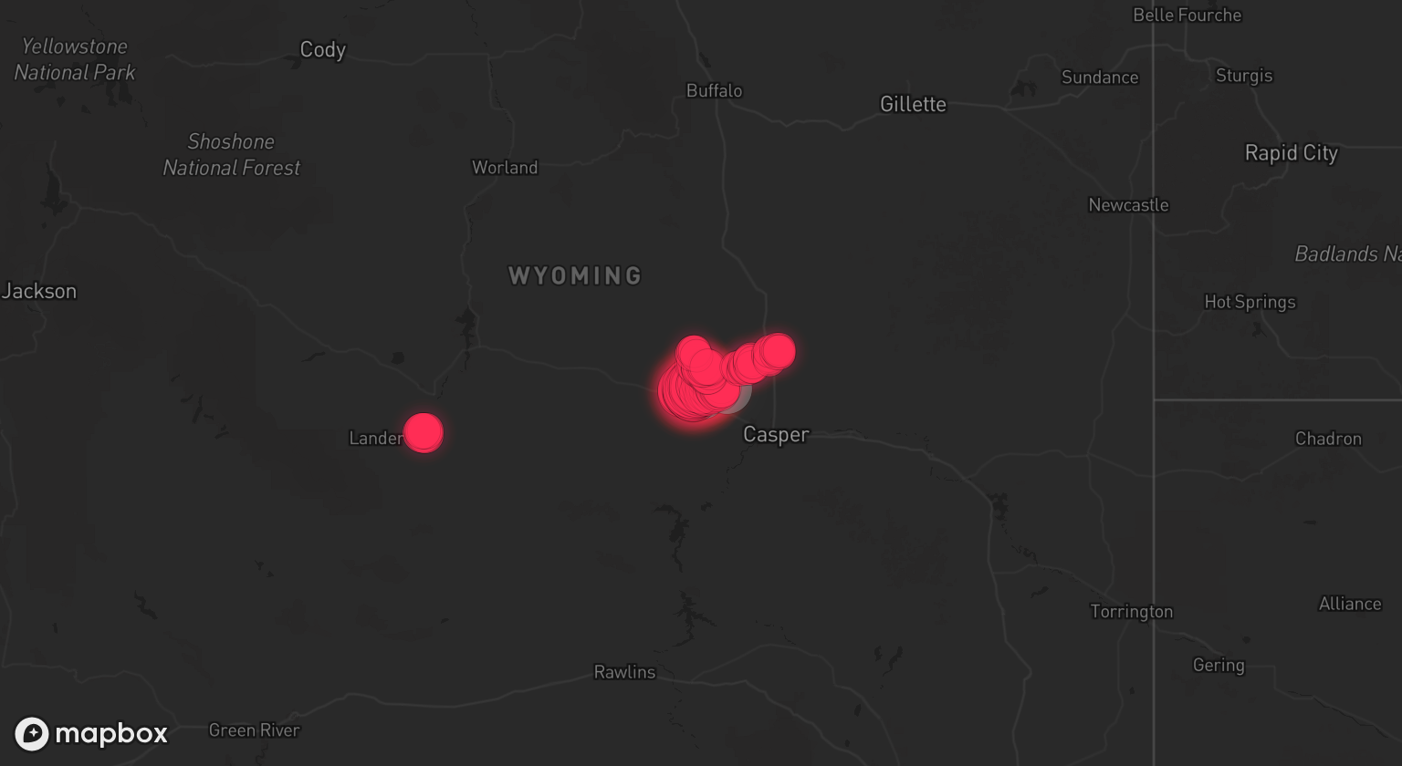 Storm warning map: Casper, WY