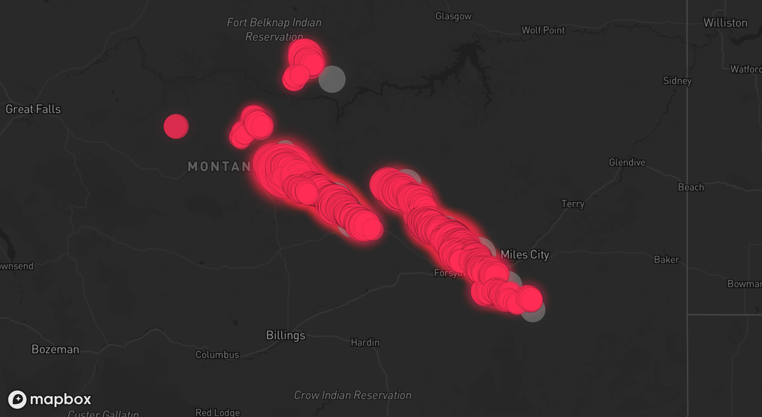 Storm warning map: Jordan, MT