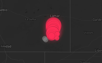 Storm warning map: Lamar, CO