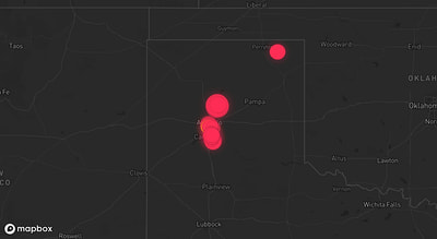 Storm warning map: Panhandle, TX