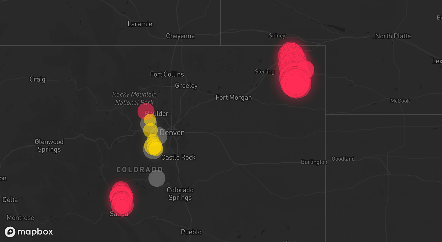 Storm warning map: Center, CO