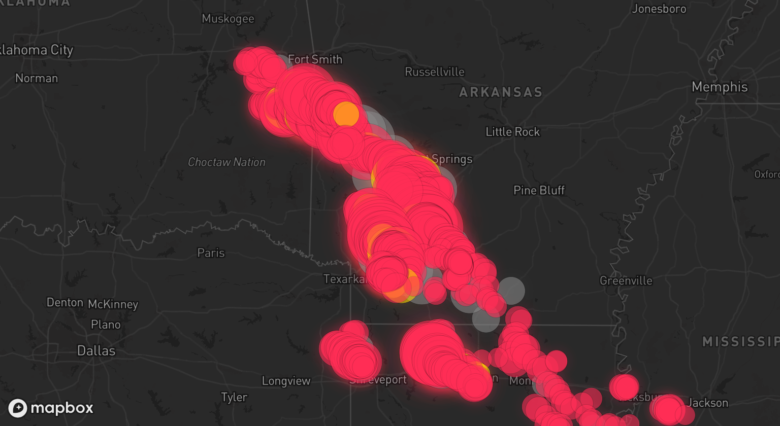 Storm warning map: Shady Point, OK