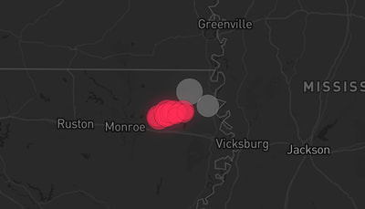 Storm warning map: Oak Grove, LA