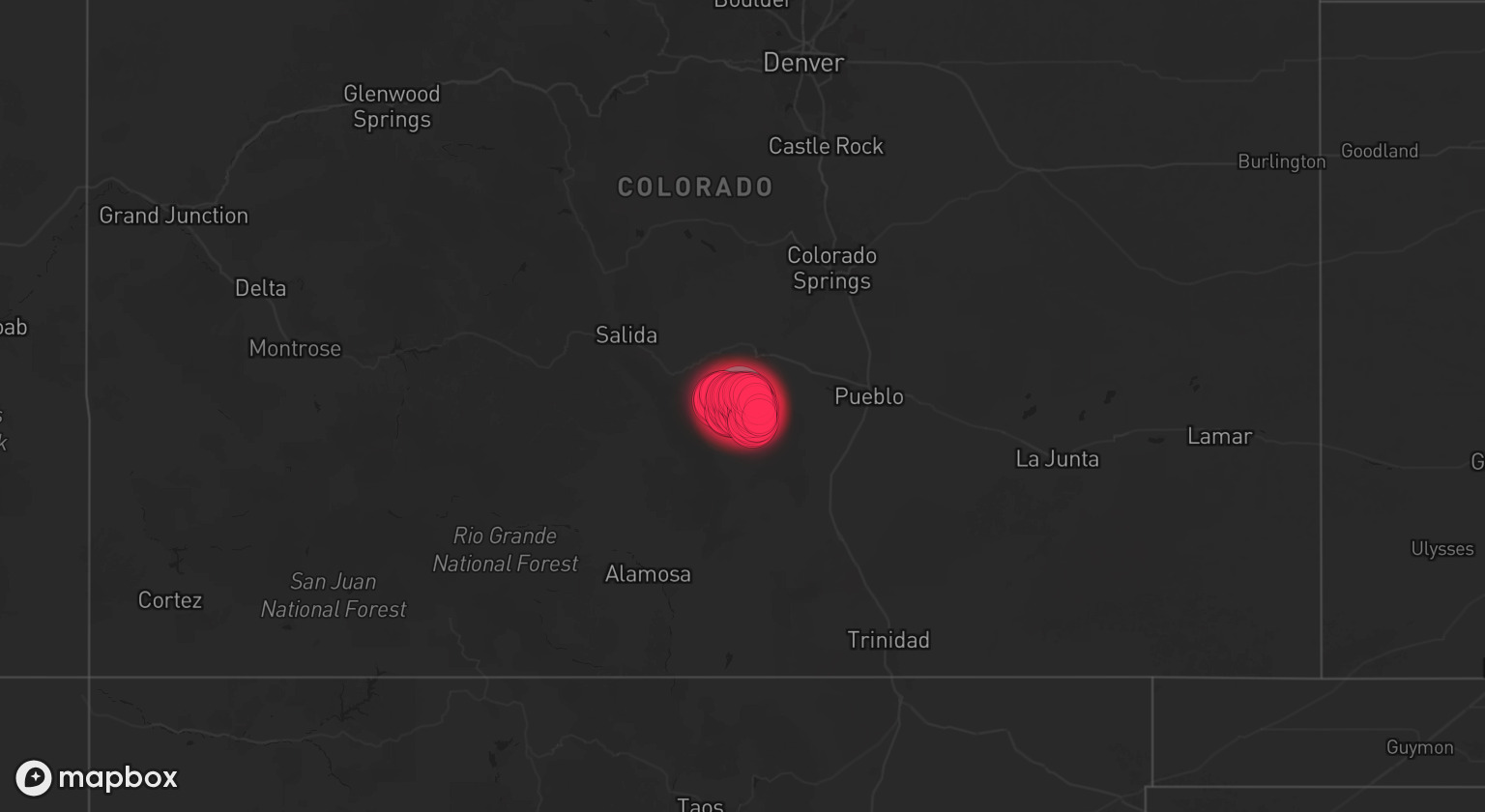 Storm warning map: Cañon City, CO