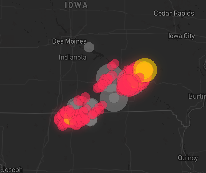 Storm warning map: Kansas City, MO