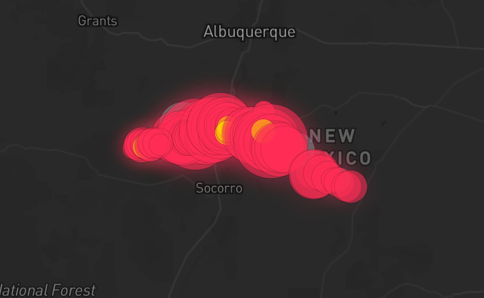 Storm warning map: Bosque, NM