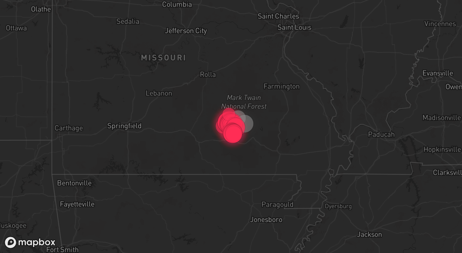 Storm warning map: Bunker, MO