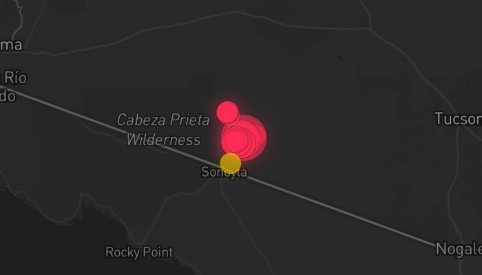 Storm warning map: Ajo, AZ