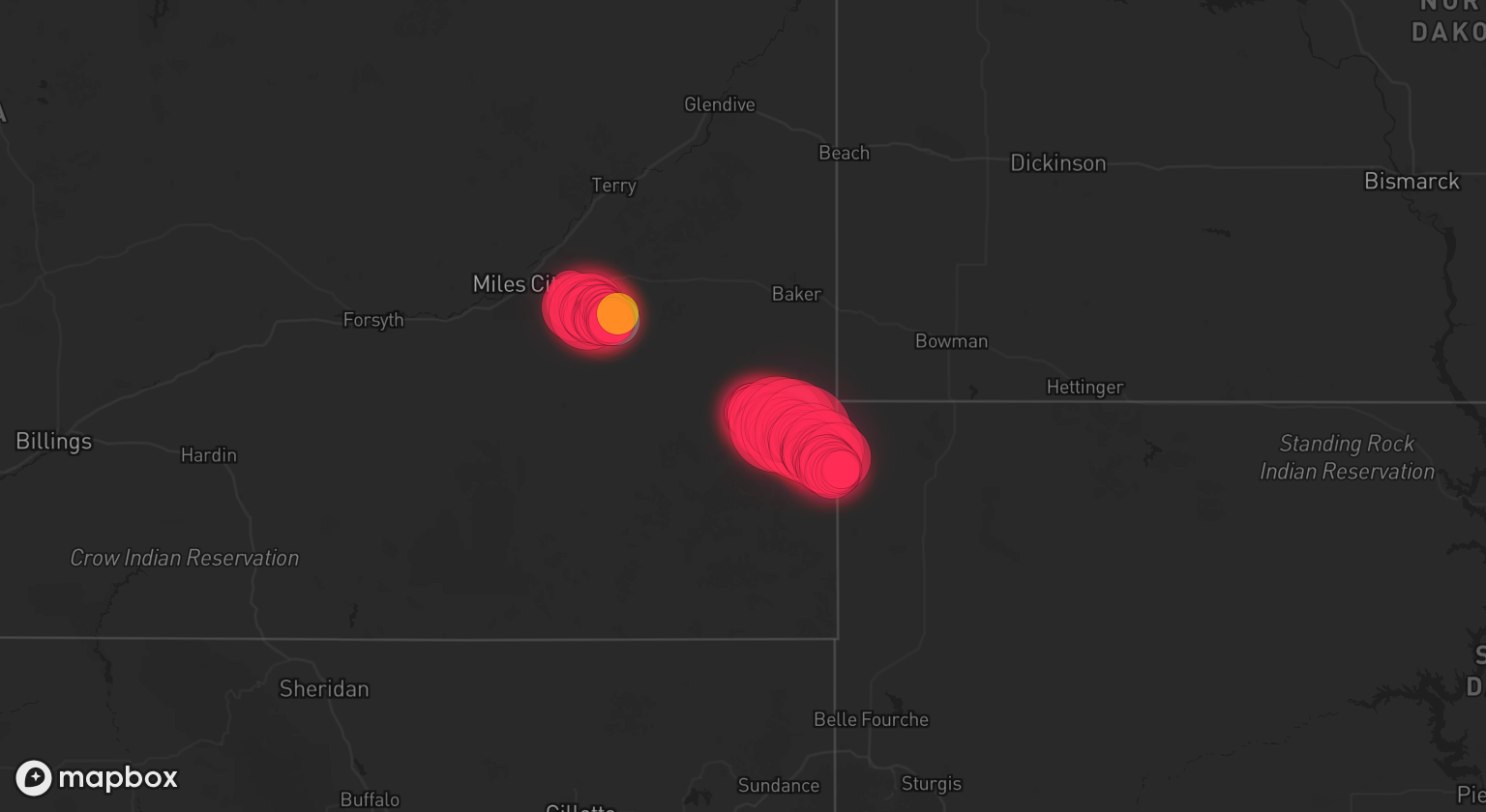Storm warning map: Miles City, MT