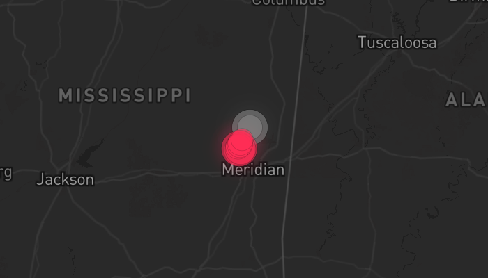 Storm warning map: Jackson, MS