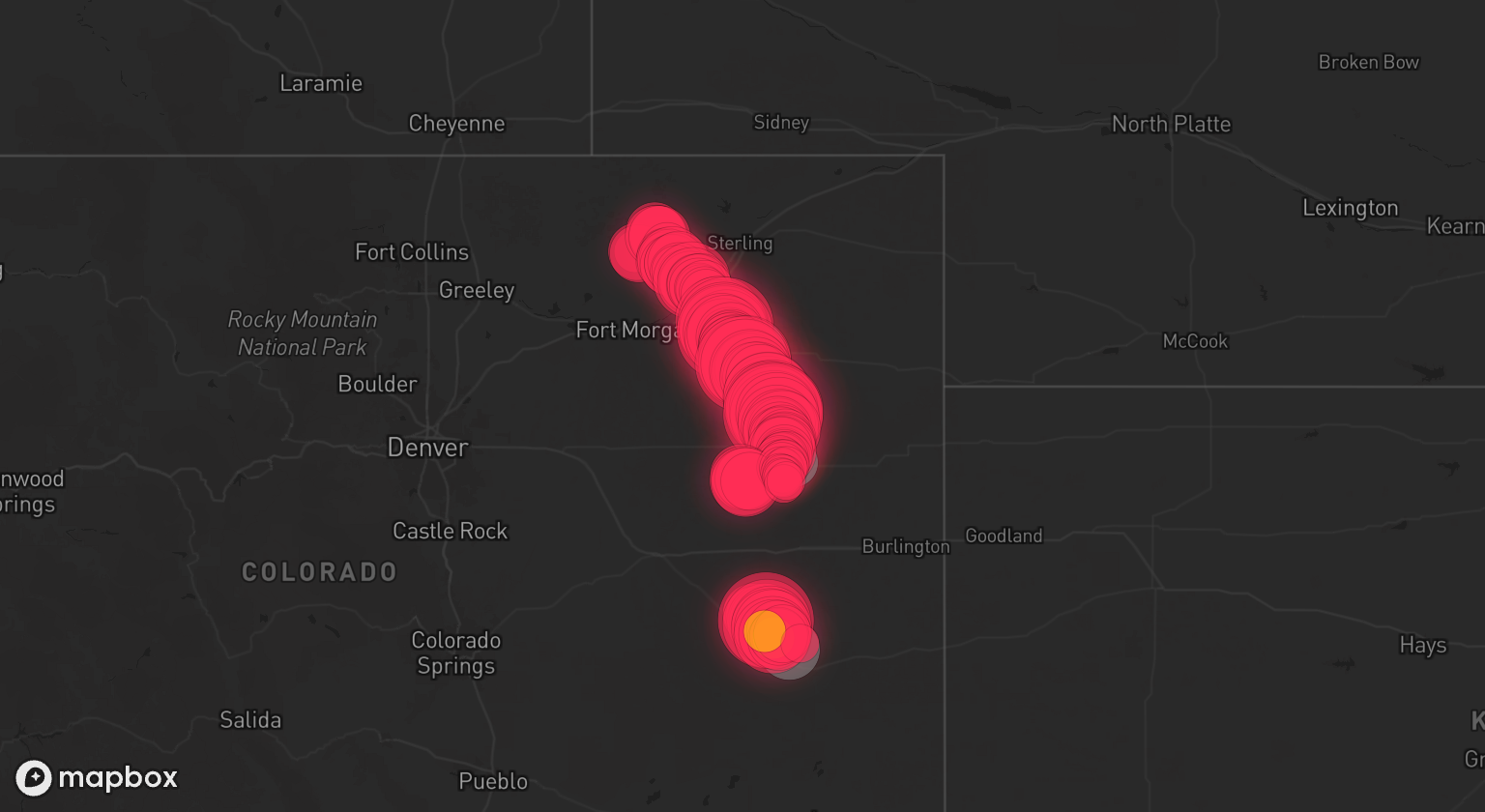 Storm warning map: Merino, CO