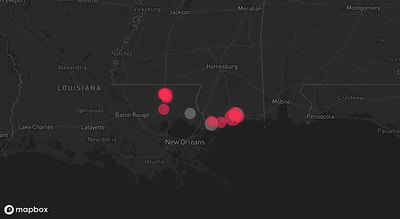 Storm warning map: Biloxi, MS