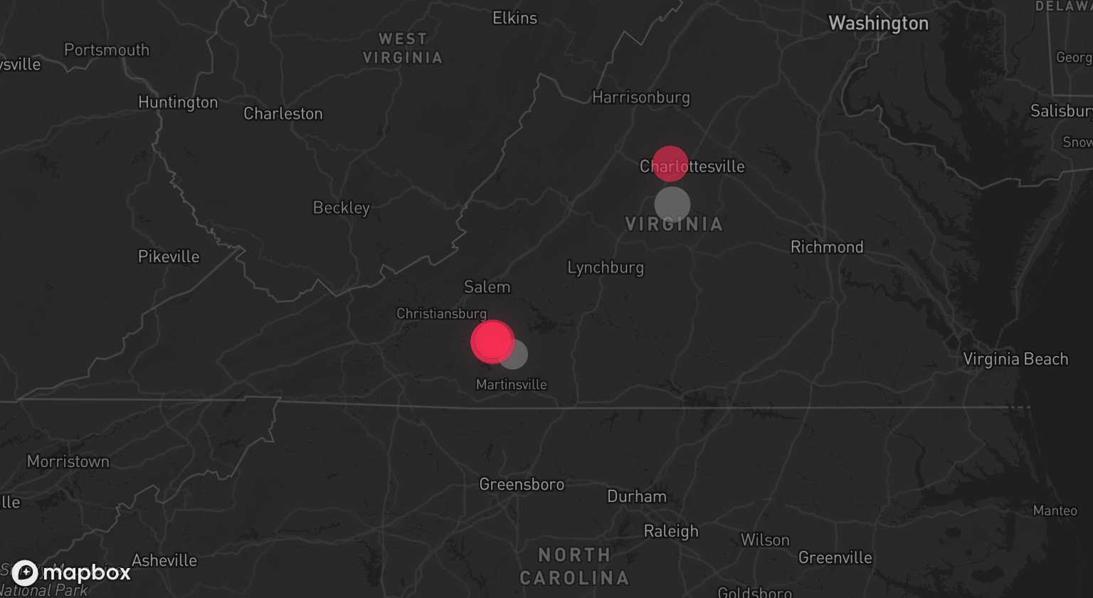 Storm warning map: Rocky Mount, VA