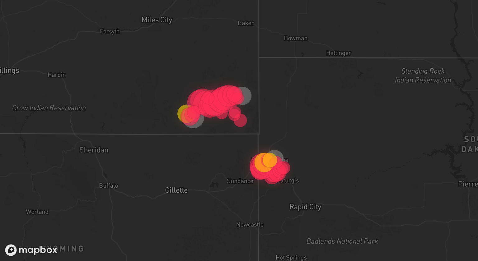 Storm warning map: Belle Fourche, SD