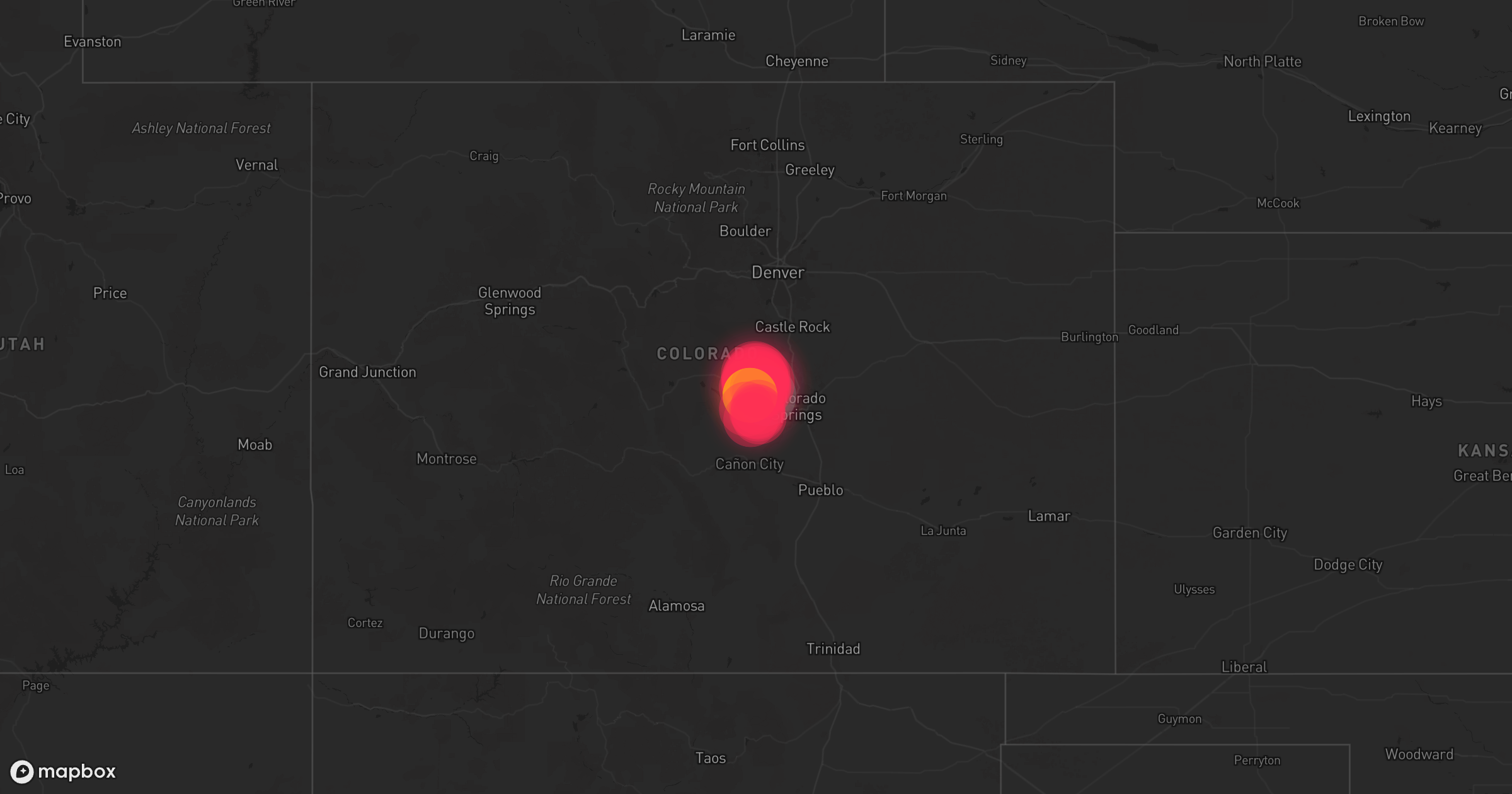 Storm warning map: Woodland Park, CO