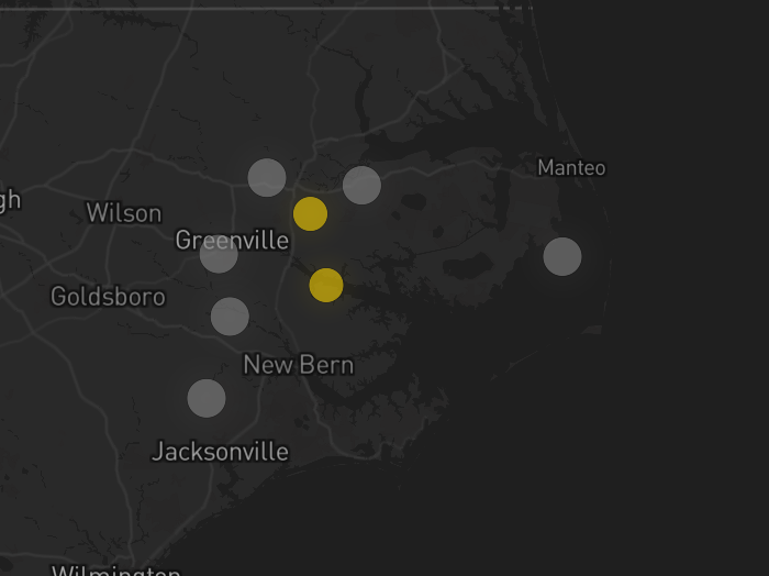 Storm warning map: Richlands, NC