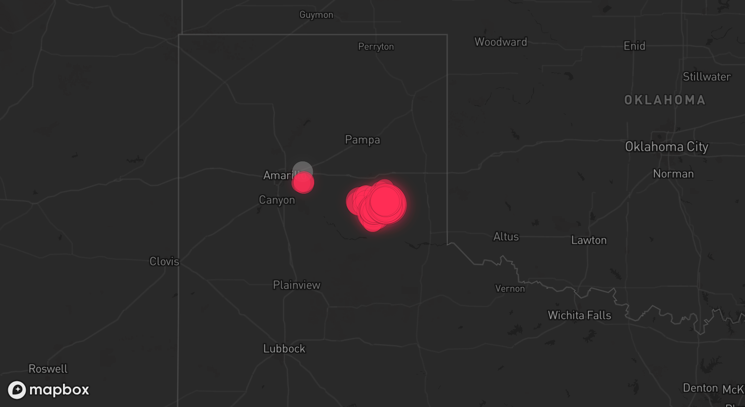 Storm warning map: Clarendon, TX
